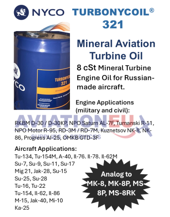 NYCO TURBONYCOIL 321 Mineral Aviation Turbine Oil
