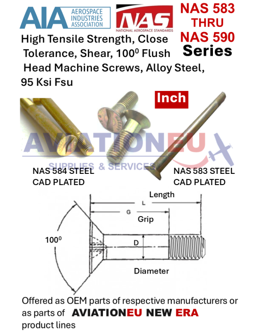 AIA NAS 583 Σειρά Βίδες Μηχανής SKU: SCRW-MCN-NAS583