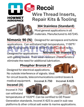 HOWMET Recoil Wire Thread Inserts