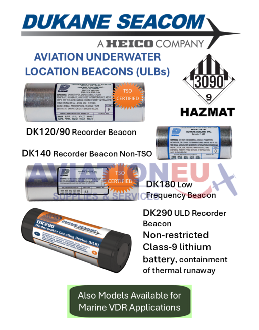 DUKANE SEACOM Aviation Underwater Location Beacons