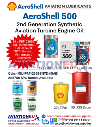 AEROSHELL® 500 Συνθετικό Λάδι 2ης Γενιάς  Αεροπορικών Στροβιλοκινητήρων SKU: AERSHL-TEO-500