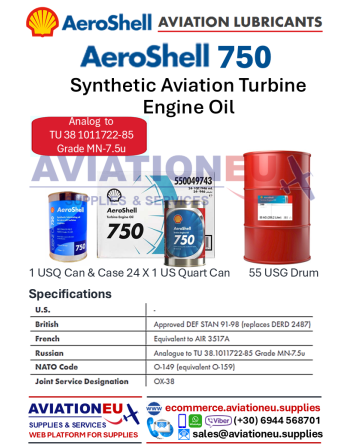 AEROSHELL® 750 Συνθετικό Λάδι Αεροπορικών Στροβιλοκινητήρων SKU: AERSHL-TEO-750