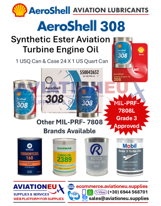 AEROSHELL 308 Synthetic Ester Aviation Turbine Engine Oil