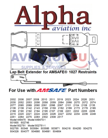 ALPHA AVIATION 1027 Lap Belt Extender