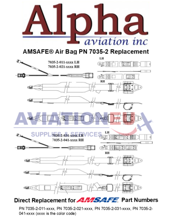 ALPHA AVIATION 7035-2 Air Bag Seat Belt Replacement