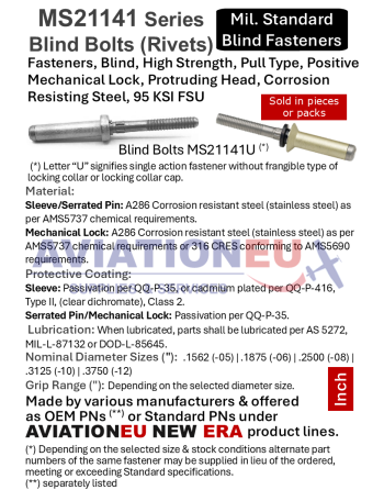 MS21141 Series Blind Bolts-Rivets