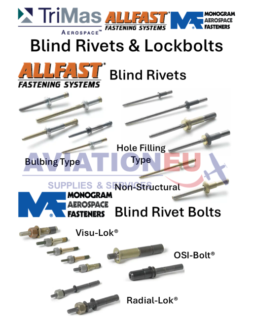 TRIMAS AEROSPACE™ ALLFAST®  & MONOGRAM® Τυφλά Πριτσίνια & Μπουλόνια Ασφάλισης SKU: TRIMAS-FST-BLD