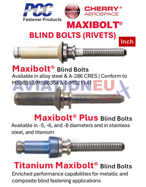 CHERRY® AEROSPACE MAXIBOLT® Τυφλά Μπουλόνια (Πριτσίνια) SKU: CHRY-BLT-BLD-MAXIBOLT