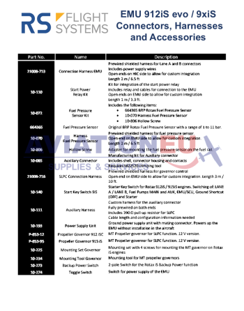 RS FLIGHT SYSTEMS ROTAX 912iS-915iS EMU Accessories List