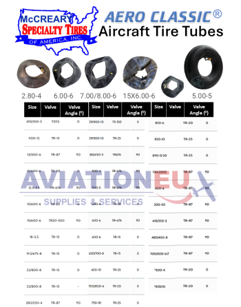 SPECIALTY TIRES (McCREARY) AERO CLASSIC Aircraft Tire Tubes