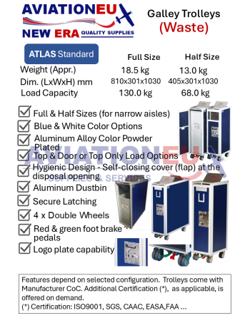 AVIATIONEU NEW ERA ATLAS Waste Galley Trolleys Specifications