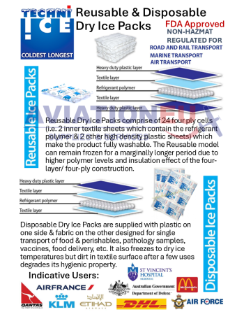 TECHNI ICE Reusable & Disposable Dry Ice Packs