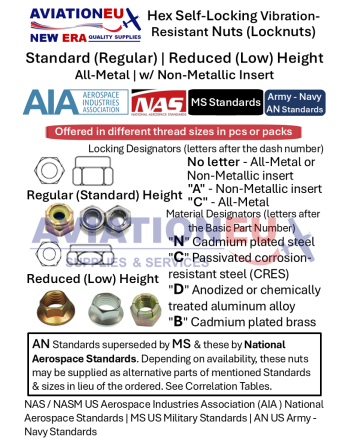 AVIATIONEU NEW ERA Military & Aerospace Standard Hex Self-Locking Nuts