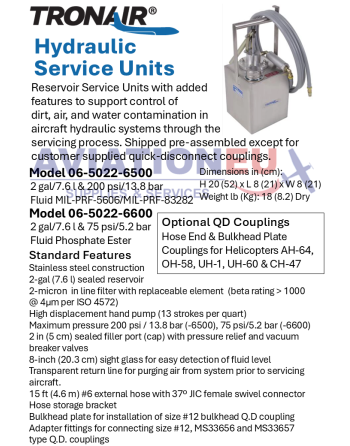 TRONAIR Aircraft Hydraulic Service Units