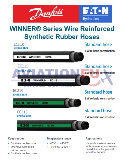 DANFOSS EATON WINNER® Ενισχυμένοι Εύκαμπτοι  Σωλήνες Συνθετικού Καουτσούκ & Εξαρτήματα Σύνδεσης SKU: ETN-HOSE/FTG-WINNER