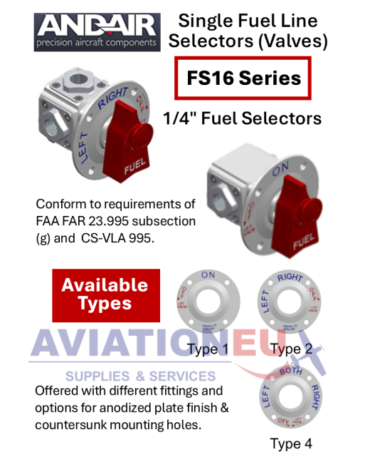 ANDAIR FS16 Series 1/4 in. Single Fuel Line Selectors