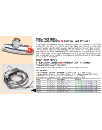 WHELEN 90340/90375 Series Strobe-NAV Light Specs