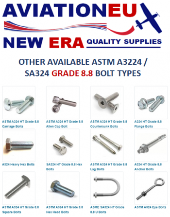 AVIATIONEU NEW ERA Εξάγωνα Μπουλόνια ASTM A324 Κλάση 8.8 από Αθρακούχο Χάλυβα SKU: AVEUNE-BLT-ASTM-A324-8.8-CSTHEX