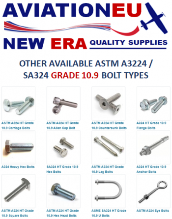 AVIATIONEU NEW ERA Σειρά ASTM A324 Κλάση 10.9 Εξάγωνο Μπουλόνια από Αθρακούχο Χάλυβα SKU: AVEUNE-BLT-ASTM-A324-10.9-CSTHEX
